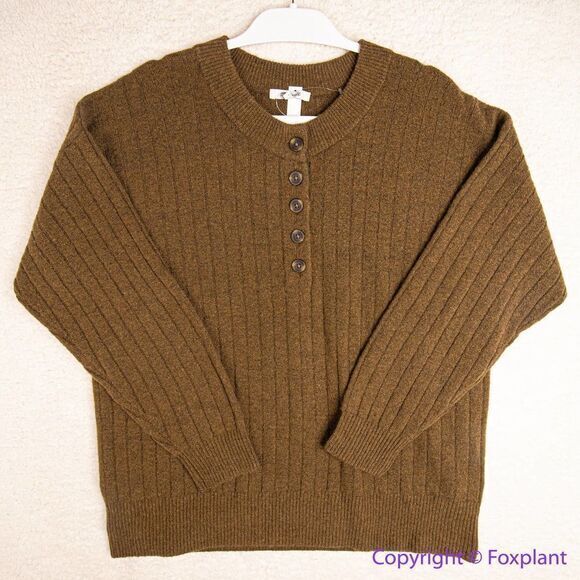 NEW Madewell Bowden Henley Sweater in Coziest Yarn,‎ brown, women's plus size 4X - Picture 6 of 16